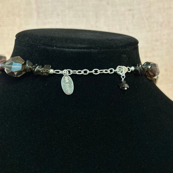 Vintage Handmade Deb Guyot 925 China Smokey Quartz and Purple Pearl Necklace - Picture 4 of 5